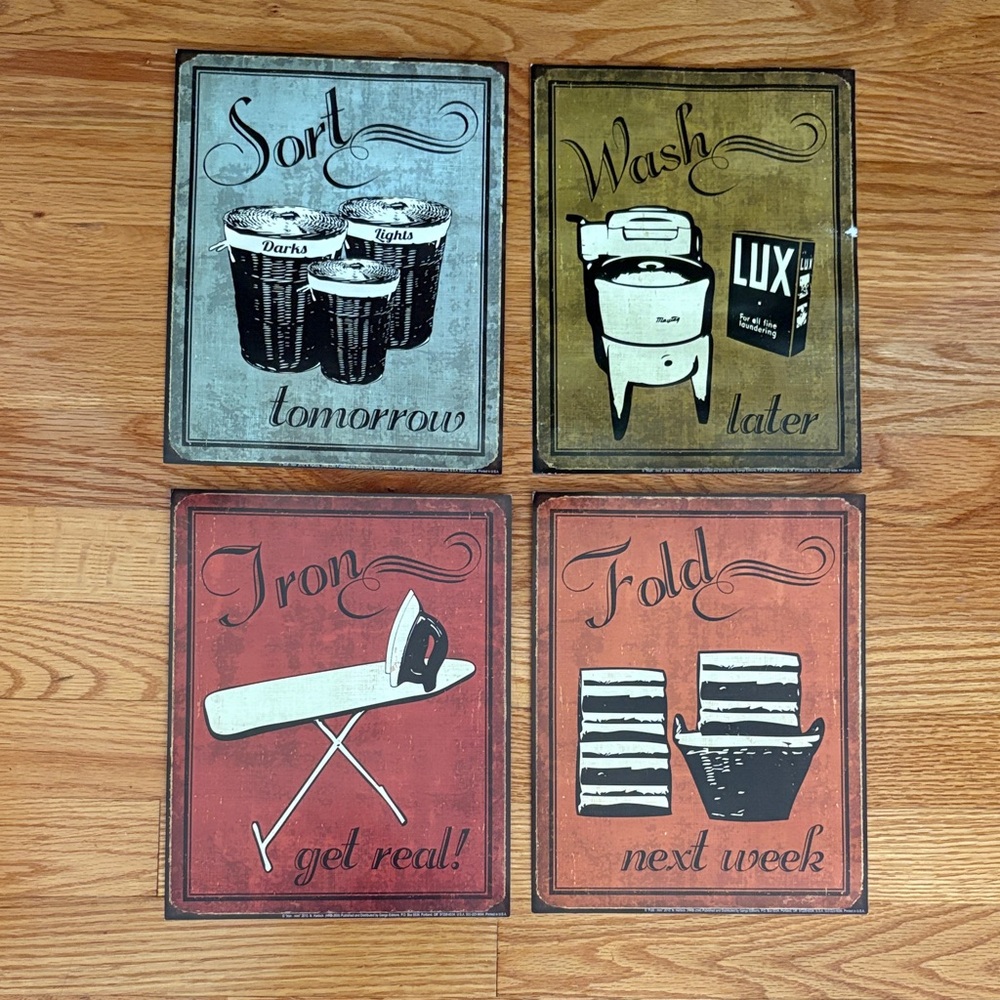 Vintage Laundry Room Wall Art Set of 4